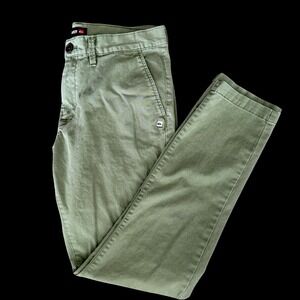 Quiksilver Tapered Straight Jeans Men's 34x32 Green Cotton Beach Surfer Boi